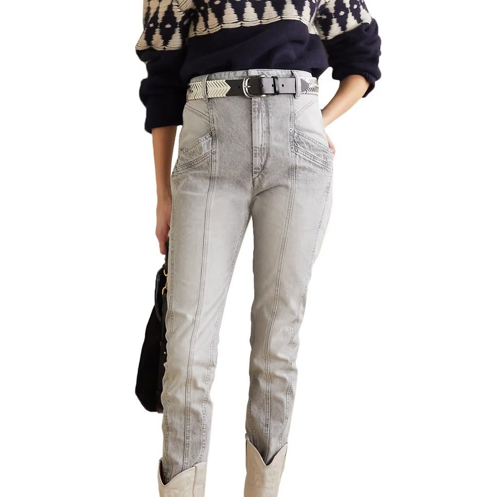 Isabel Marant Grey Jeans Pentalon Kelissa Size 4 (36) High Rise Slim Leg